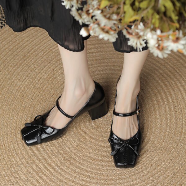 Bow Square Toe Mary Jane Shoes Women - Image 4