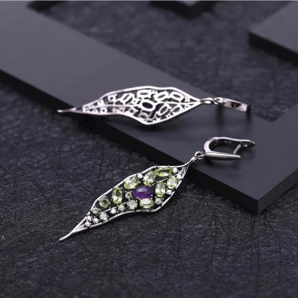 Women's Personalized Jewelry Amethyst Olivine Earrings - Image 4