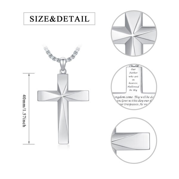 925 Sterling Silver Cross Pendant Necklace With Christian Bible Verse - Image 6