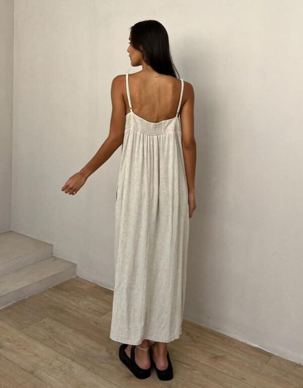 Apricot Soft Skin-friendly Sling Long Dress - Image 9