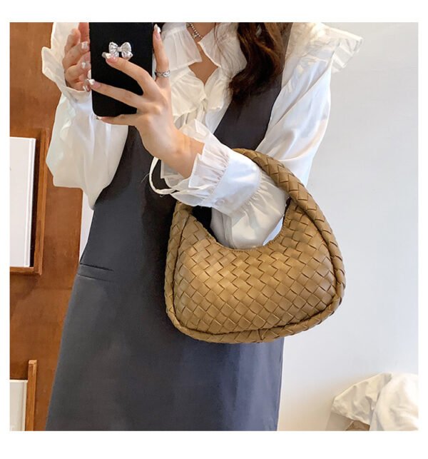 Woven Tote Cute Solid Color Fashion All-match Handbag - Image 9