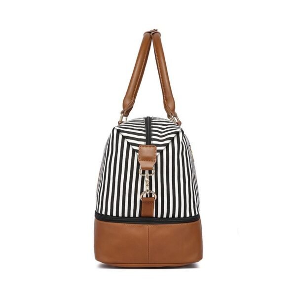 Women's Hand-carrying Travel Bag Striped Canvas - Image 4