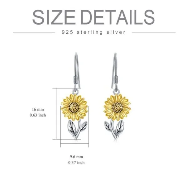 925 Sterling Silver Sunflower Dangle Earrings for Women Girls Teen - Image 5