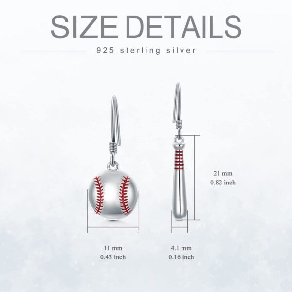 Baseball Earrings for Women Sterling Silver Baseball Bat Earrings Sport Lover Jewelry Gifts - Image 6