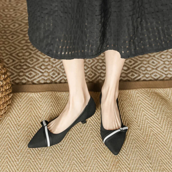 Woven Low-cut Pointed-toe Stilettos Knitted Shoes - Image 6