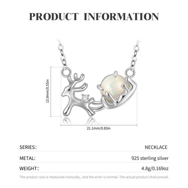 925 Sterling Silver Premium Versatile Elk Necklace Female Christmas Gift - Image 3