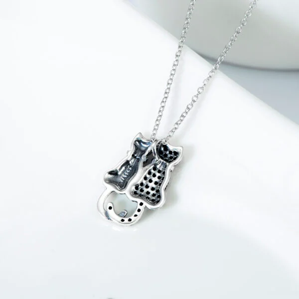 Black And White Cat Necklace With Diamonds - Image 5