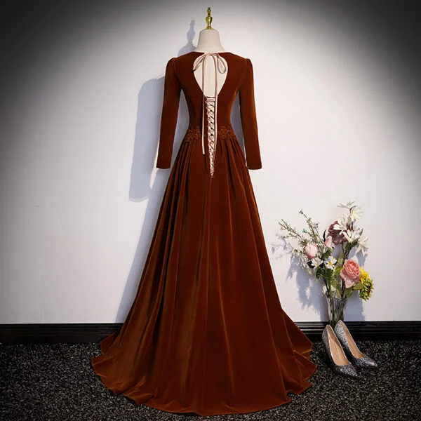 Women's Velvet Winter Long Sleeve Host's Dress - Image 2