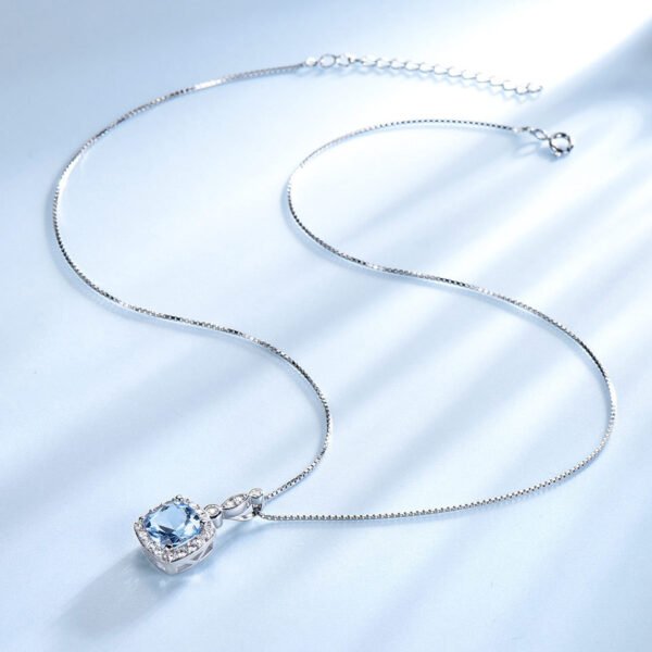 925 Sterling Silver Necklace Sky Blue Topaz Four-Piece Set - Image 4