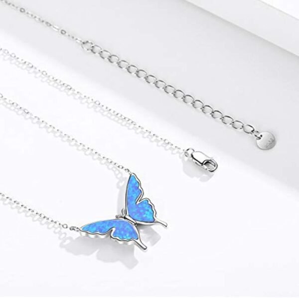 925 Sterling Silver Opal Butterfly Necklace - Image 4