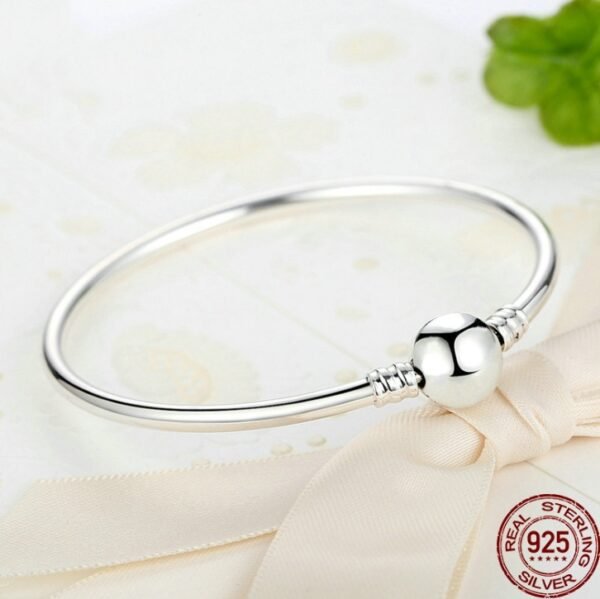 925 sterling silver fashion bracelet simple snake bone bracelet DIY sterling silver beads sterling silver bracelet personality accessories - Image 2