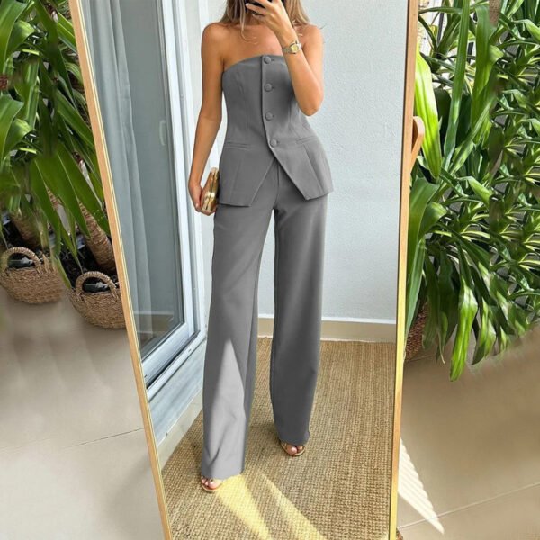 Casual Fashion Tailored Suit Button Graceful Tube Top Suit Pants - Image 6