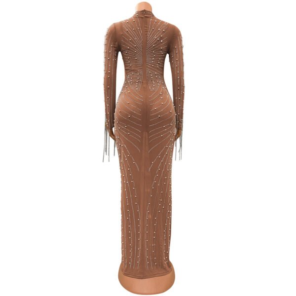 Women's Mesh Rhinestone Long Dress - Image 9