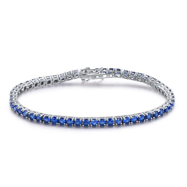 925 Sterling Silver Nano Sapphire Tennis Chain 30 Bracelet - Image 2