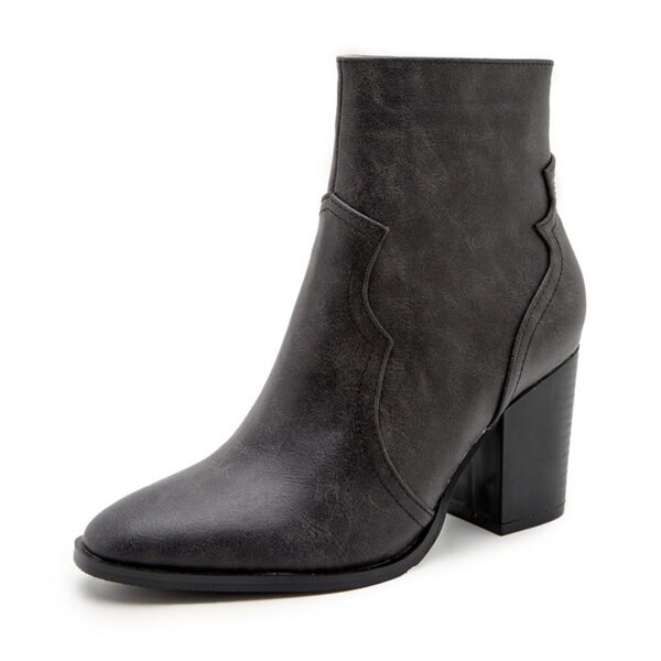 Autumn And winter Short Thick-heeled High-heeled Short Boots - Image 2