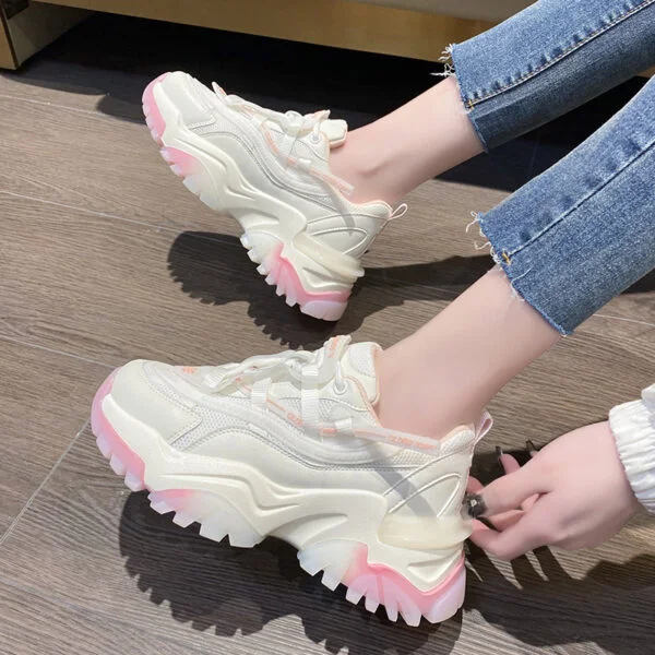 All-Match Jelly Platform Casual Sports White Shoes