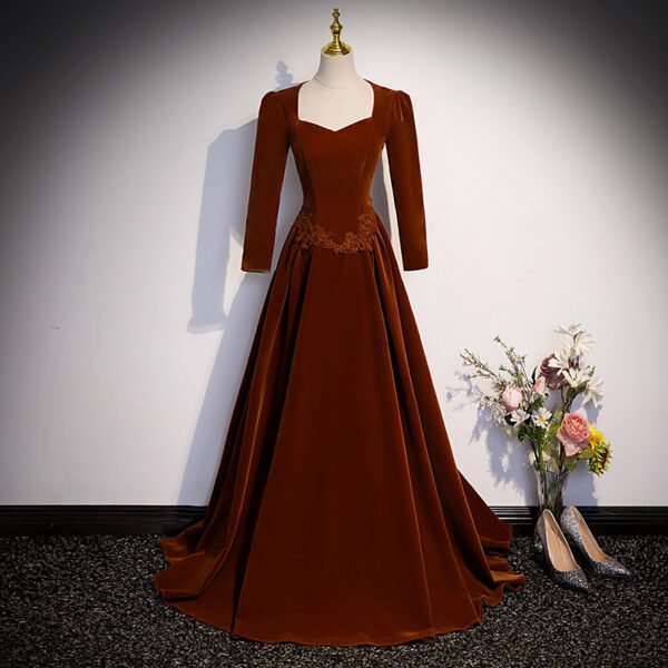 Women's Velvet Winter Long Sleeve Host's Dress - Image 7