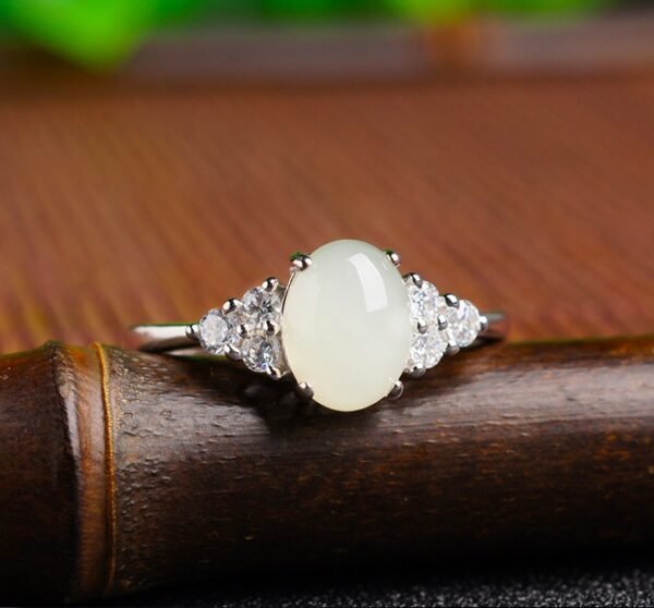 Adjustable Moonstone jade Ring with 925 silver - Image 3