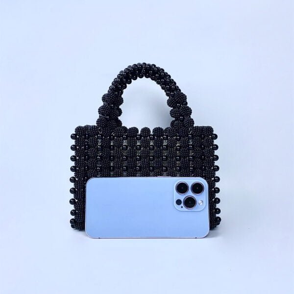 Pearl Dinner Dress Handbag Handmade Woven Small Square Bag - Image 9