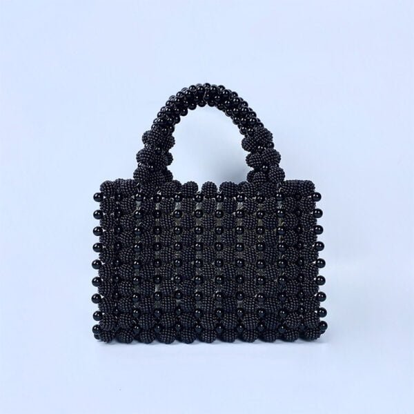 Pearl Dinner Dress Handbag Handmade Woven Small Square Bag - Image 10