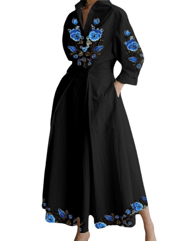 Women's Printed Collar Button Shirt Dress - Image 6