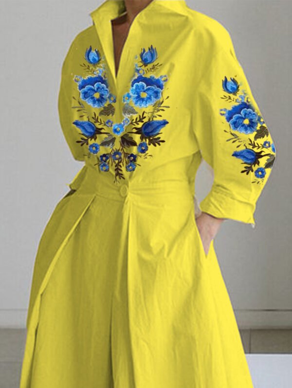 Women's Printed Collar Button Shirt Dress - Image 8