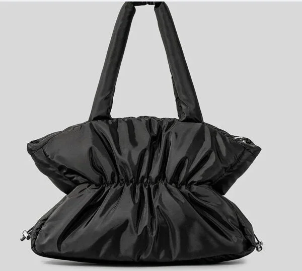 Autumn And Winter Pleated Cotton Filled Large Capacity Handbag For Women - Image 9