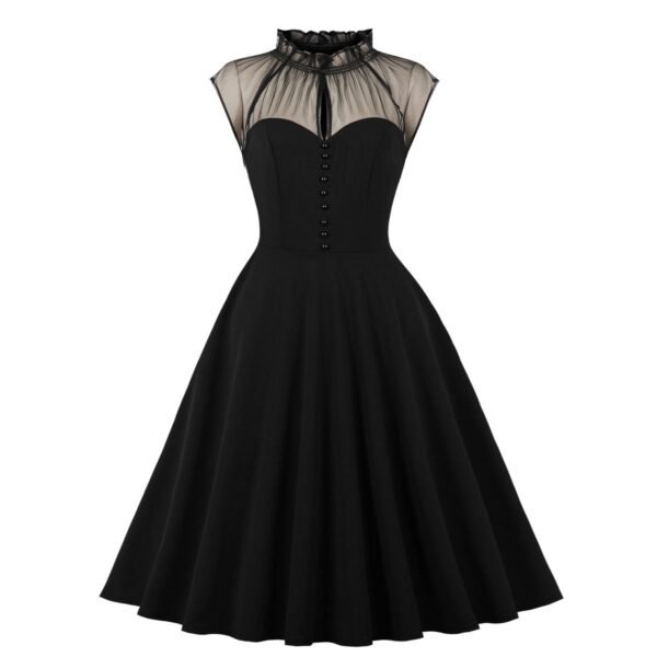 Women's Mesh Stitching Flying Sleeves Elegance Retro Dress - Image 8