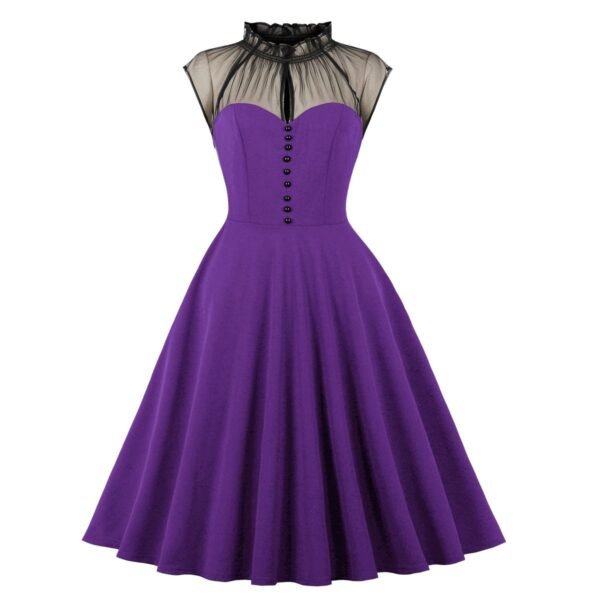 Women's Mesh Stitching Flying Sleeves Elegance Retro Dress - Image 9