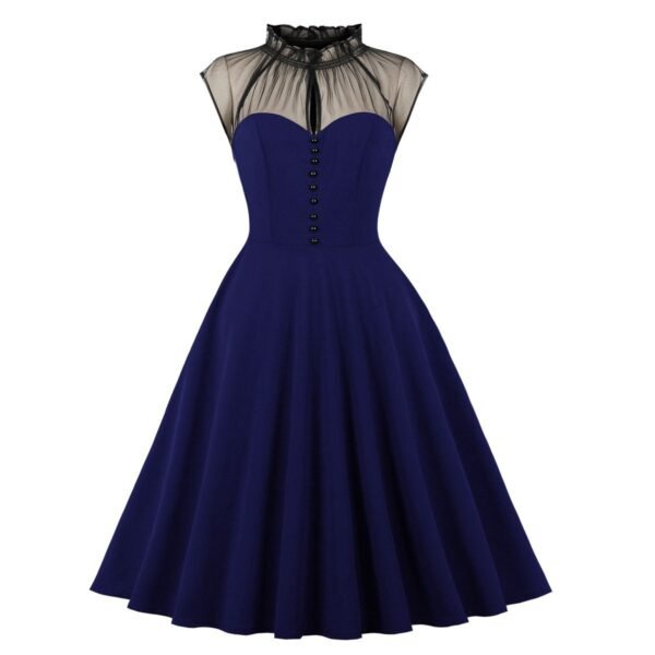 Women's Mesh Stitching Flying Sleeves Elegance Retro Dress - Image 10