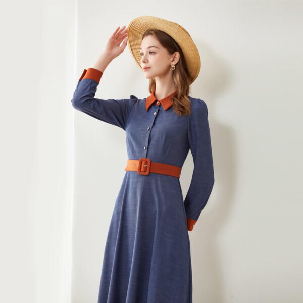 Elegant Slim-fit Long Sleeve Work Clothes Shirt Dress - Image 8