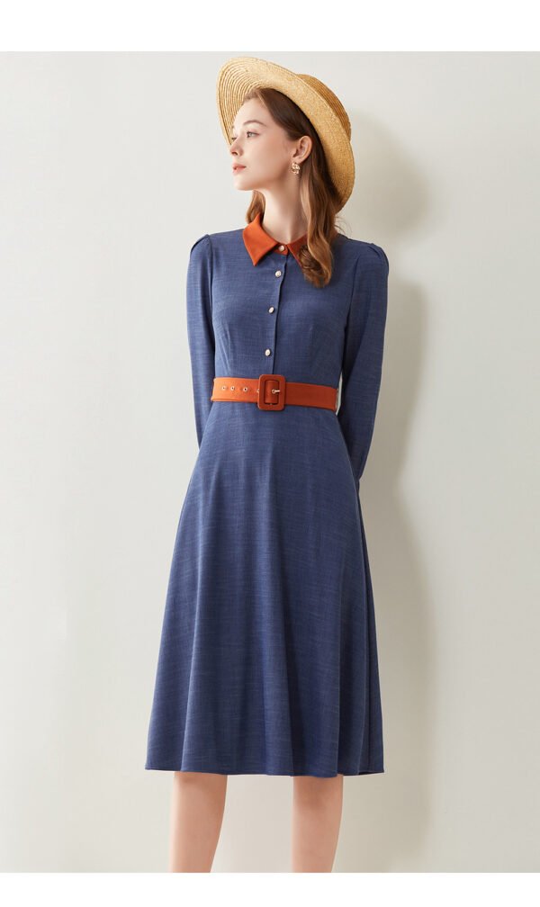 Elegant Slim-fit Long Sleeve Work Clothes Shirt Dress - Image 9