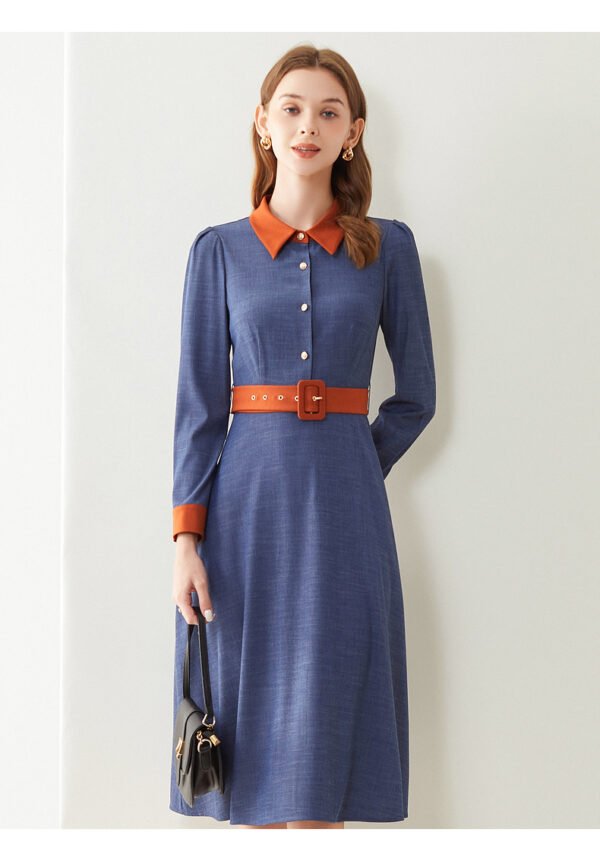 Elegant Slim-fit Long Sleeve Work Clothes Shirt Dress - Image 10