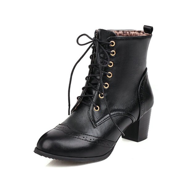 Autumn And Winter New Chunky Heel Front Lace-up Martin Boots - Image 6