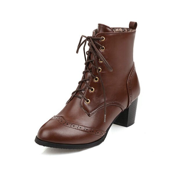 Autumn And Winter New Chunky Heel Front Lace-up Martin Boots - Image 4