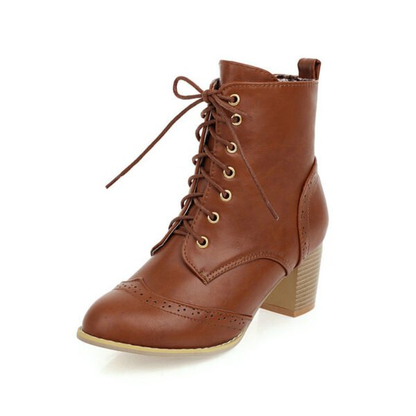 Autumn And Winter New Chunky Heel Front Lace-up Martin Boots - Image 3