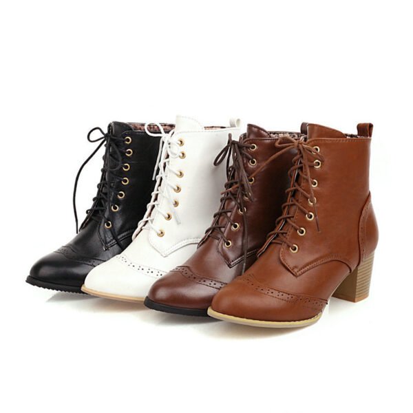 Autumn And Winter New Chunky Heel Front Lace-up Martin Boots - Image 2