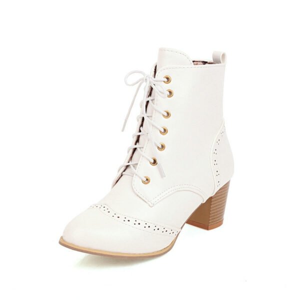 Autumn And Winter New Chunky Heel Front Lace-up Martin Boots - Image 5