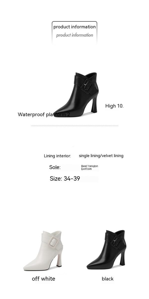 Women's High Heels Belt Buckle Design Skinny Boots - Image 6