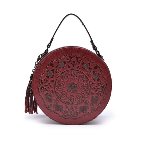 Women's Retro Round Leather Crossbody Bag - Image 6