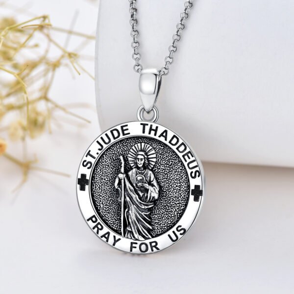 925 Sterling Silver Saint Jude Pendant Necklace - Image 3