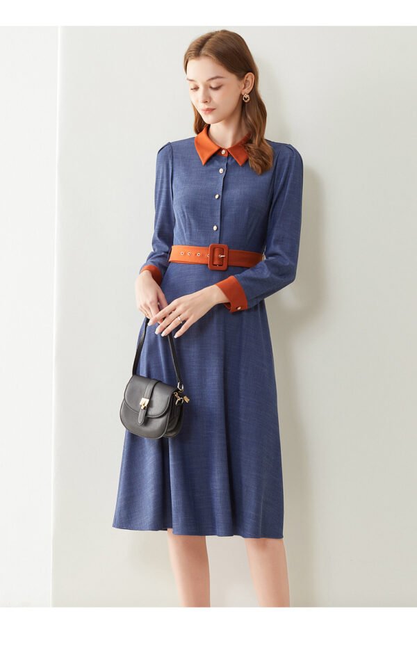 Elegant Slim-fit Long Sleeve Work Clothes Shirt Dress - Image 5