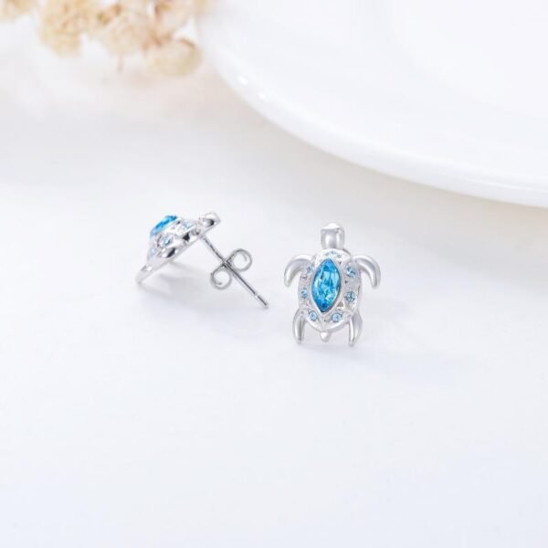 925 Sterling Silver Ocean Theme Sea Turtle Stud Earrings Jewelry - Image 3