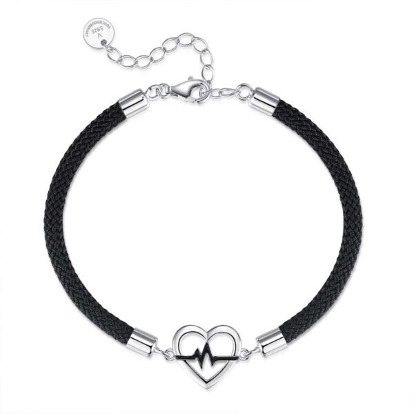 Bagley S925 Silver Jewellery Bracelet With High-level Sense Of Design Heartbeat Signal Couples Bracelet 2023 New - Image 2