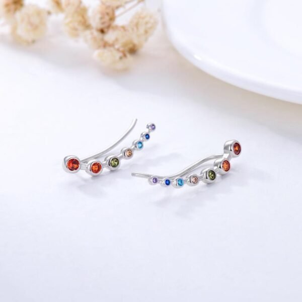 925 Sterling Silver Rainbow Chakra Earrings Yoga Jewelry for Women Girls - Image 2