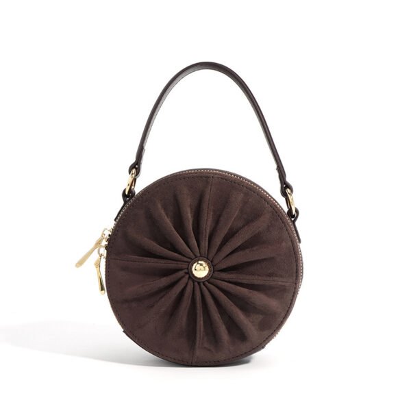 Advanced Sense Classic Style Round Pie Bag Genuine Leather Bag Metal Chain - Image 5