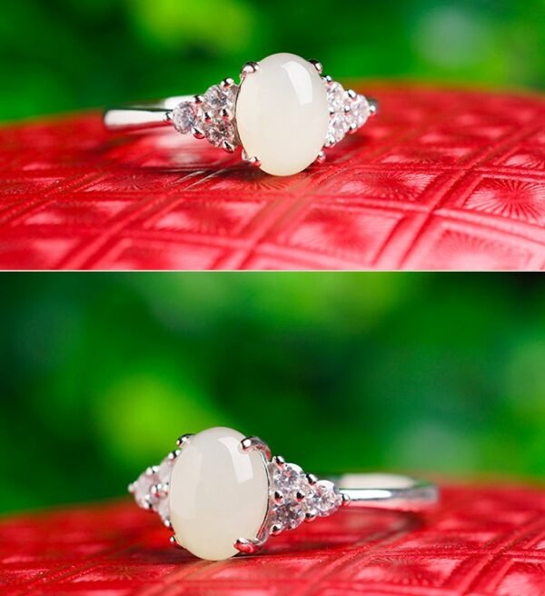 Adjustable Moonstone jade Ring with 925 silver - Image 4