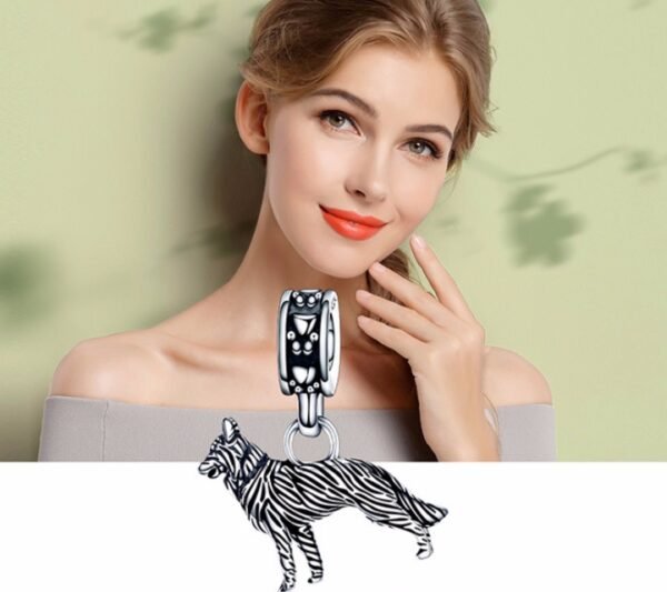 Sterling silver beads s925 stereo loyal shepherd dog pendant pendant bracelet accessories S - Image 2