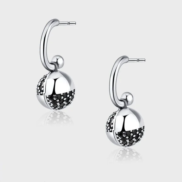 925 Sterling Silver Wishing Ball Small Design Zircon Earrings - Image 4