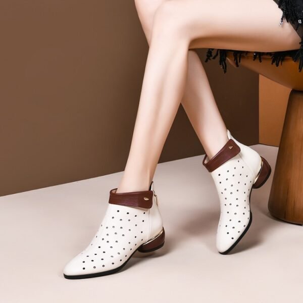 Women's leather high-top net boots - Image 5